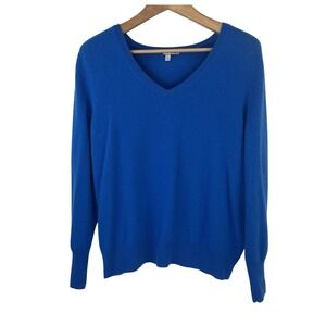 Halogen 100% Cashmere Sweater V Neck Pullover Soft Classic Blue Women's 3X